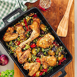 LIBRE EN LA MESA. POLLO AL HORNO CON VERDURAS